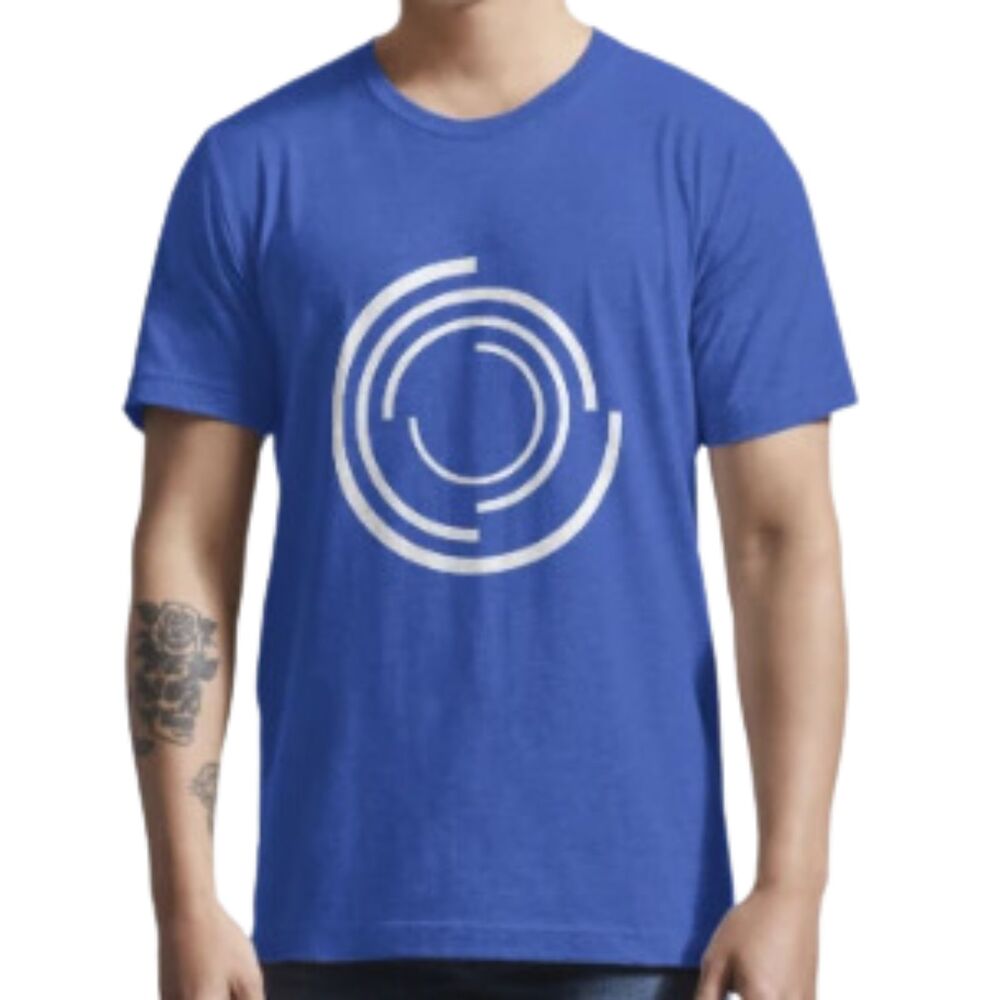 Bella + Canvas Blue T-Shirt White Graphic Crew Neck Short Sleeves Men's Size M